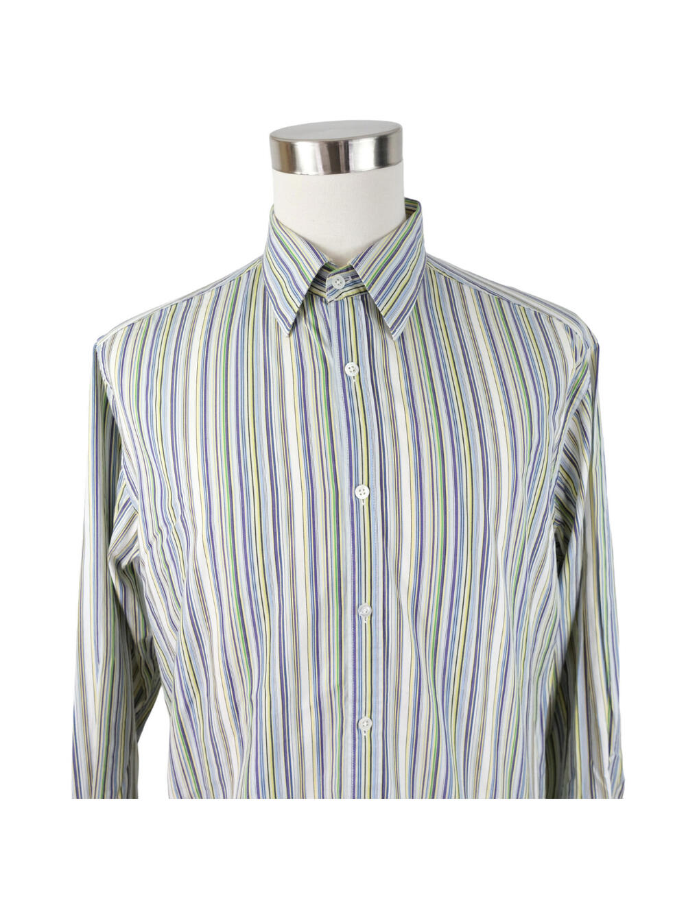 Saltaire Men's Colorful Striped Button Up Shirt Large